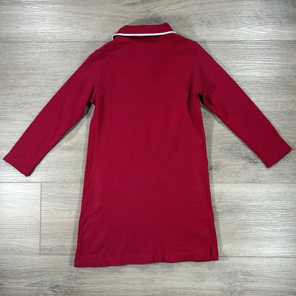 Ralph Lauren Girls Sz 4 Red Classic Long‎ Sleeve 100% Cotton Oxford Shirt Dress